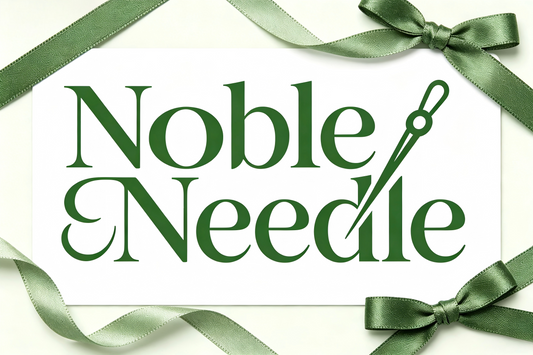 Pet gift card with green ribbon and Noble Needle logo